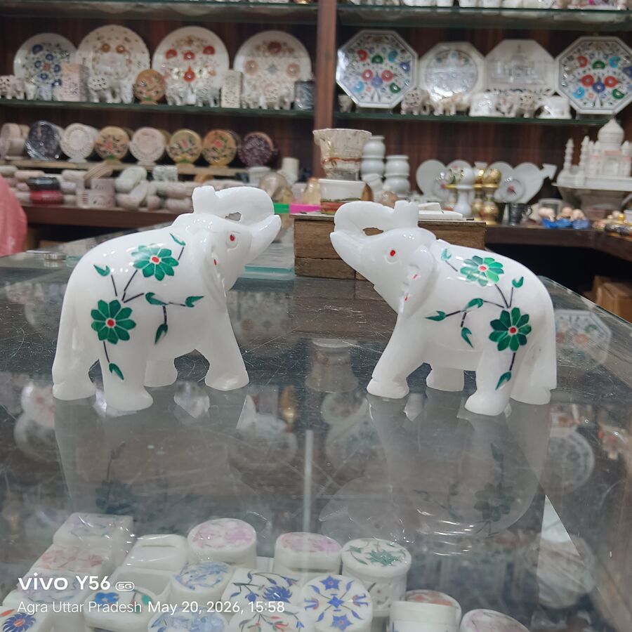 Marble Elephant Figurine
