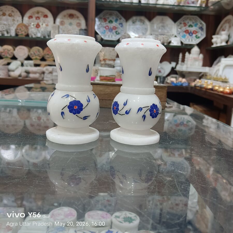 Marble Flower Pot — Large Agra