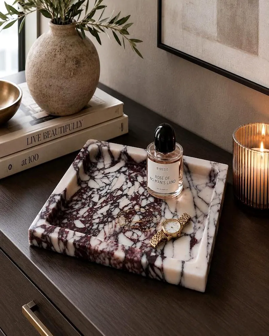 Calacatta Viola Rectangular Platter — handcrafted marble by Authentic Jewels of Marble, Agra