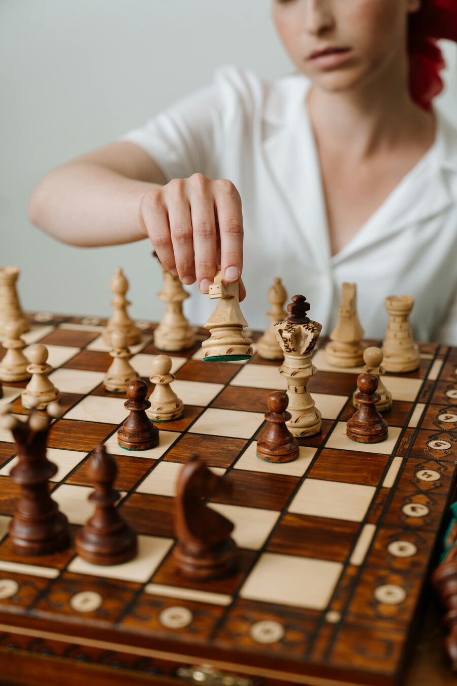 Bone Inlay Chess Set